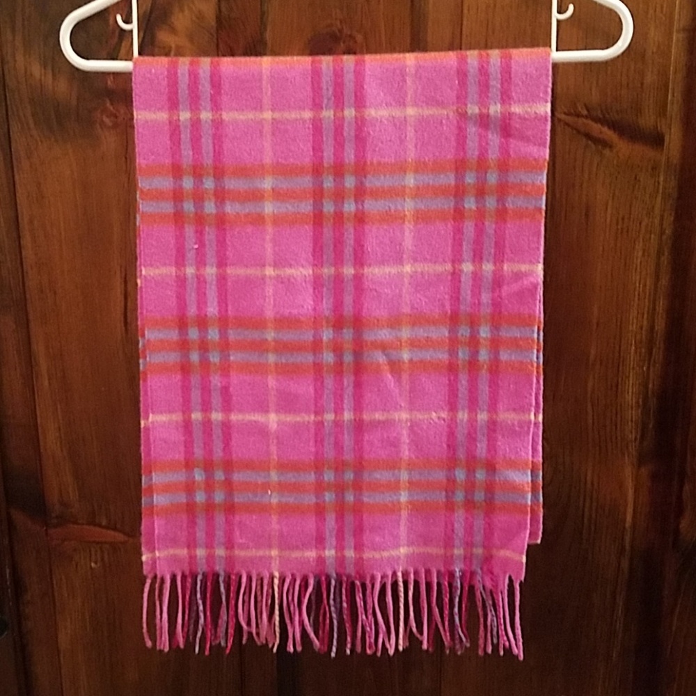 Pink Plaid Burberry Cashmere Scarf